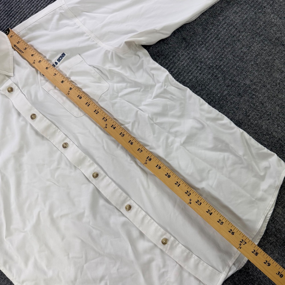 Poncho Outdoors White Long Sleeve Button Shirt Men Medium Regular Fit Embroidery - Picture 12 of 14